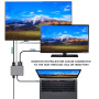 FX-1815B 8 az 1-ben hub - TF kártyahely / HDMI / VGA / 3,5 mm-es jack / USB-C / 3x USB-A - USB-C-hez MacBookhoz - szürke