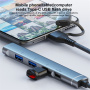 OTG-019Y 5 az 1-ben hub - 3,5 mm-es jack / 2x USB-C / 2x USB-A - USB-C-hez / Lightning - sötétszürke