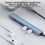OTG-019Y 5 az 1-ben hub - 3,5 mm-es jack / 2x USB-C / 2x USB-A - USB-C-hez / Lightning - ezüst