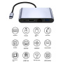 4 az 1-ben redukció - HDMI / RJ45 / USB-C / USB-A - USB-C-hez - szürke