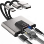 NK-1056S 3 az 1-ben reduktor - RJ45 / 3,5 mm jack / USB-C - USB-C-hez / Lightning / USB-A - szürke