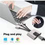 NK-1056S 3 az 1-ben reduktor - RJ45 / 3,5 mm jack / USB-C - USB-C-hez / Lightning / USB-A - szürke