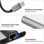 NK-1056S 3 az 1-ben reduktor - RJ45 / 3,5 mm jack / USB-C - USB-C-hez / Lightning / USB-A - szürke