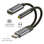 2 az 1-ben audio- és töltőadapter - 3,5 mm-es jack / USB-C - USB-C - sötétszürke