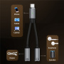 2 az 1-ben audio- és töltőadapter - 3,5 mm-es jack / USB-C - USB-C - sötétszürke