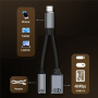 2 az 1-ben töltő- és adatátalakító - USB-C / USB-A - USB-C-hez - sötétszürke