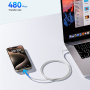 WEKOME WDC-21 fonott töltő- és adatkábel - USB-C - Lightning - 1 m - lila