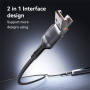 Yesido CA165L 2 az 1-ben fonott töltő- és adatkábel - USB-C / USB-A - Lightning - 1,2 m - fekete