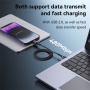 Yesido CA165L 2 az 1-ben fonott töltő- és adatkábel - USB-C / USB-A - Lightning - 1,2 m - fekete