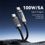 ESSAGER Dazzling fonott töltő- és adatkábel - USB-C - USB-C - 1 m - fekete