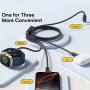 ESSAGER 3 az 1-ben univerzális fonott töltő- és adatkábel - USB-C mágneses puckhoz / USB-C / Lightning - 1,2 m - fekete