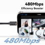 ESSAGER 3 az 1-ben univerzális fonott töltő- és adatkábel - USB-C mágneses puckhoz / USB-C / Lightning - 1,2 m - fekete