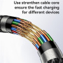 Yesido CA189 fonott töltő- és adatkábel - USB-C - Lightning - 1,2 m - fekete