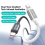 USAMS US-SJ757 kétszínű fonott töltő- és adatkábel - USB-C - Lightning - 1,2 m - szürke-fehér
