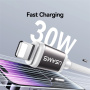 USAMS US-SJ757 kétszínű fonott töltő- és adatkábel - USB-C - Lightning - 1,2 m - szürke-fehér