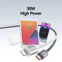 USAMS US-SJ757 kétszínű fonott töltő- és adatkábel - USB-C - Lightning - 1,2 m - szürke-fehér