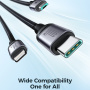 JOYROOM S-A21 3 az 1-ben univerzális fonott töltőkábel - USB-A - USB-C / Lightning / micro USB - 1,2 m - fekete