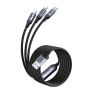 JOYROOM S-A21 3 az 1-ben univerzális fonott töltőkábel - USB-A - USB-C / Lightning / micro USB - 1,2 m - fekete