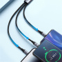 JOYROOM S-A21 3 az 1-ben univerzális fonott töltőkábel - USB-A - USB-C / Lightning / micro USB - 1,2 m - fekete