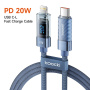 Toocki TQ-X36 töltő- és adatkábel - USB-C - Lightning - 2 m - kék