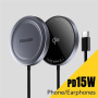ESSAGER ES-WC11 Qi2 vezeték nélküli MagSafe töltő iPhone / AirPods készülékekhez - 15W - sötétszürke