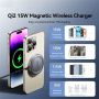 ESSAGER ES-WC11 Qi2 vezeték nélküli MagSafe töltő iPhone / AirPods készülékekhez - 15W - sötétszürke