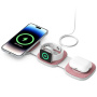 YM-T1 3 az 1-ben vezeték nélküli MagSafe töltő iPhone / Apple Watch / AirPods készülékekhez - 15W - rózsaszín
