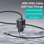 USAMS CC264 adapter szett USB-C porttal és beépített USB-C kábellel - 30W - 1,2 m - fehér