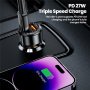 Toocki TQ-CC25A autós töltő USB-C / USB-A portokkal - 60W - fekete