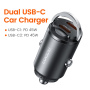 Toocki TQ-CC34B mini autós töltő 2x USB-C porttal - 45W - fekete