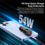 ESSAGER ES-CC11 autós töltő USB-C / USB-A portokkal - 54W - szürke