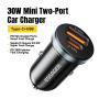 ESSAGER ES-CC12 autós töltő USB-C / USB-A portokkal - 30W - fekete