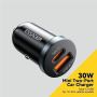 ESSAGER ES-CC12 autós töltő USB-C / USB-A portokkal - 30W - fekete