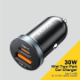 ESSAGER ES-CC12 autós töltő USB-C / USB-A portokkal - 30W - fekete