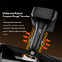 ESSAGER F760 autós töltő szett USB-C / USB-A portokkal és kihúzható USB-C kábellel - 65W - 0,6 m - fekete