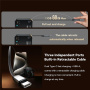 ESSAGER F760 autós töltő szett USB-C / USB-A portokkal és kihúzható USB-C kábellel - 65W - 0,6 m - fekete
