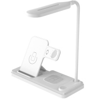 HT-503 3 az 1-ben összecsukható vezeték nélküli állvány lámpával iPhone / Apple Watch / AirPods készülékekhez - 15W - fehér