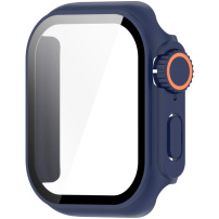 Watch Ultra stílusú edzett üvegű behajtható tok Apple Watch 46mm-hez - sötétkék