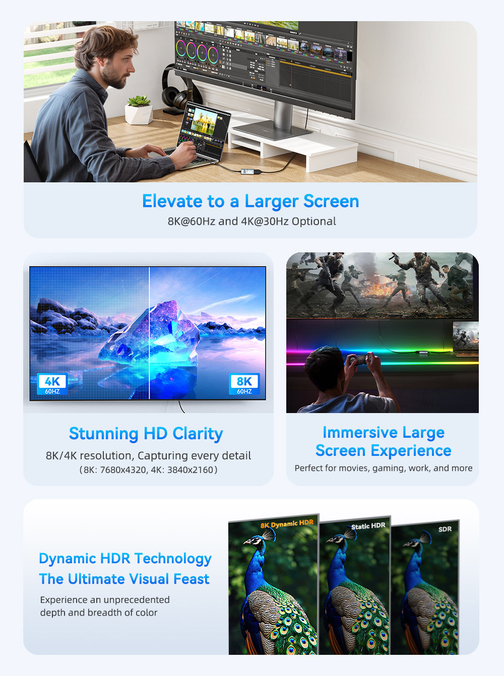 ESSAGER ES-OTG23 videó redukció - HDMI-ről USB-C-re - sötétszürke