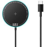 ESSAGER ES-WC19 vezeték nélküli MagSafe töltő háttérvilágítással iPhone / AirPods - 15W - fekete