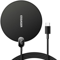 ESSAGER ES-WC15 vezeték nélküli töltő kijelzővel iPhone-hoz - 15W - fekete
