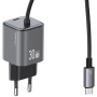 USAMS CC264 adapter szett USB-C porttal és beépített USB-C kábellel - 30W - 1,2 m - sötétszürke