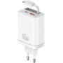 USAMS CC299 adapter szett USB-C / USB-A portokkal és kihúzható USB-C kábellel - 65W - fehér