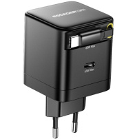 ESSAGER G652CE adapter szett USB-C porttal és kihúzható USB-C kábellel - 65W - fekete