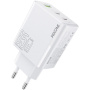 WEKOME WP-U66 GaN gyorstöltő adapter 2x USB-C / USB-A porttal - 65W - fehér