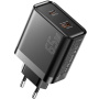 ESSAGER ES-CD43 GaN gyorstöltő adapter USB-C / USB-A portokkal - 65W - fekete