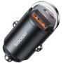 Toocki TQ-CC34A mini autós töltő USB-C / USB-A portokkal - 30W - fekete