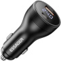 ESSAGER ES-CC17 autós töltő kijelzővel és USB-C / USB-A portokkal - 100W - fekete