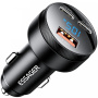 ESSAGER FSJ-008 autós töltő kijelzővel és 2x USB-C / USB-A portokkal - 105W - fekete
