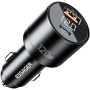 ESSAGER FSJ-009 autós töltő kijelzővel és USB-C / USB-A portokkal - 120W - fekete
